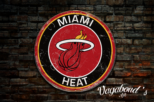 Vintage Miami Heat Circular Sign - Vagabonds Arts 