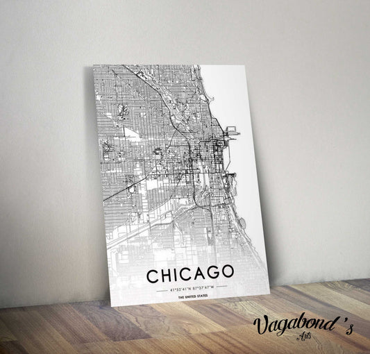 Map of Chicago Metal Sign