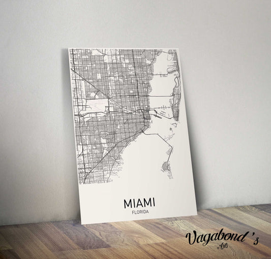 Map of Miami Metal Sign