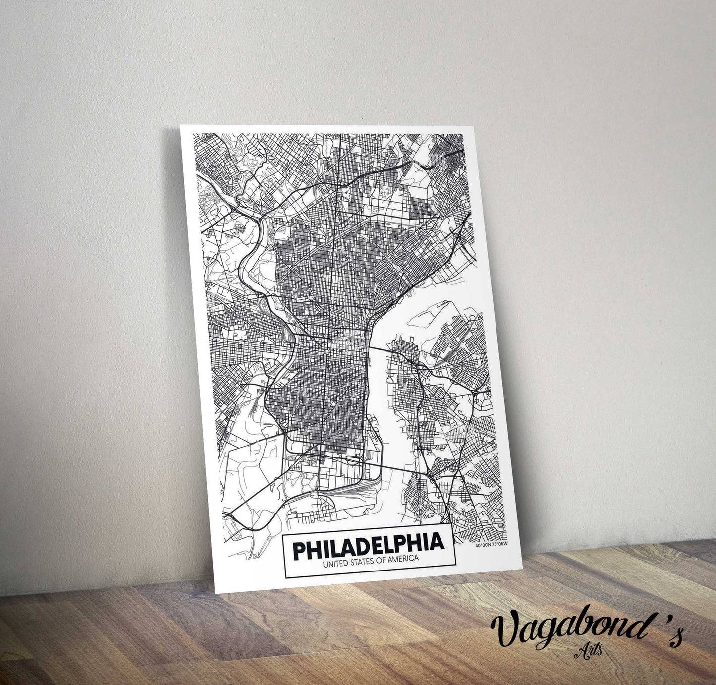 Map of Philadelphia Metal Sign