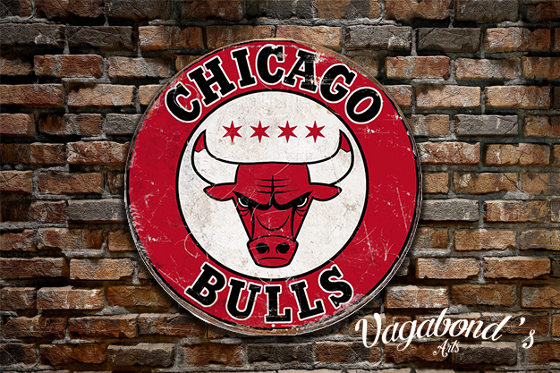 Vintage Chicago Bulls Circular Sign - Vagabonds Arts 