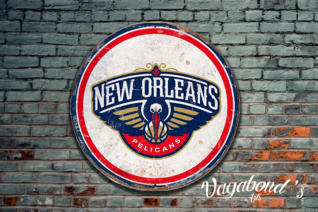 Vintage New Orleans Pelicans Circular Sign - Vagabonds Arts 