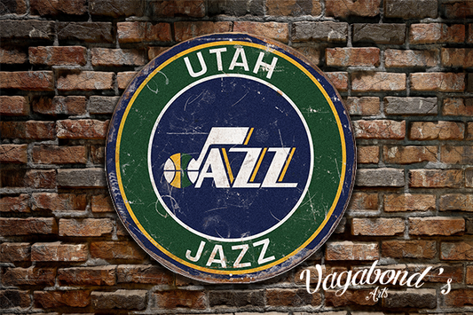 Vintage Utah Jazz Circular Sign - Vagabonds Arts 