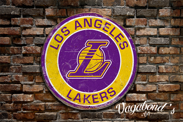Vintage Los Angeles Lakers Circular Sign - Vagabonds Arts 