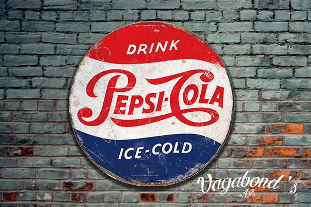 Vintage Pepsi Cola Circular Sign - Vagabonds Arts 