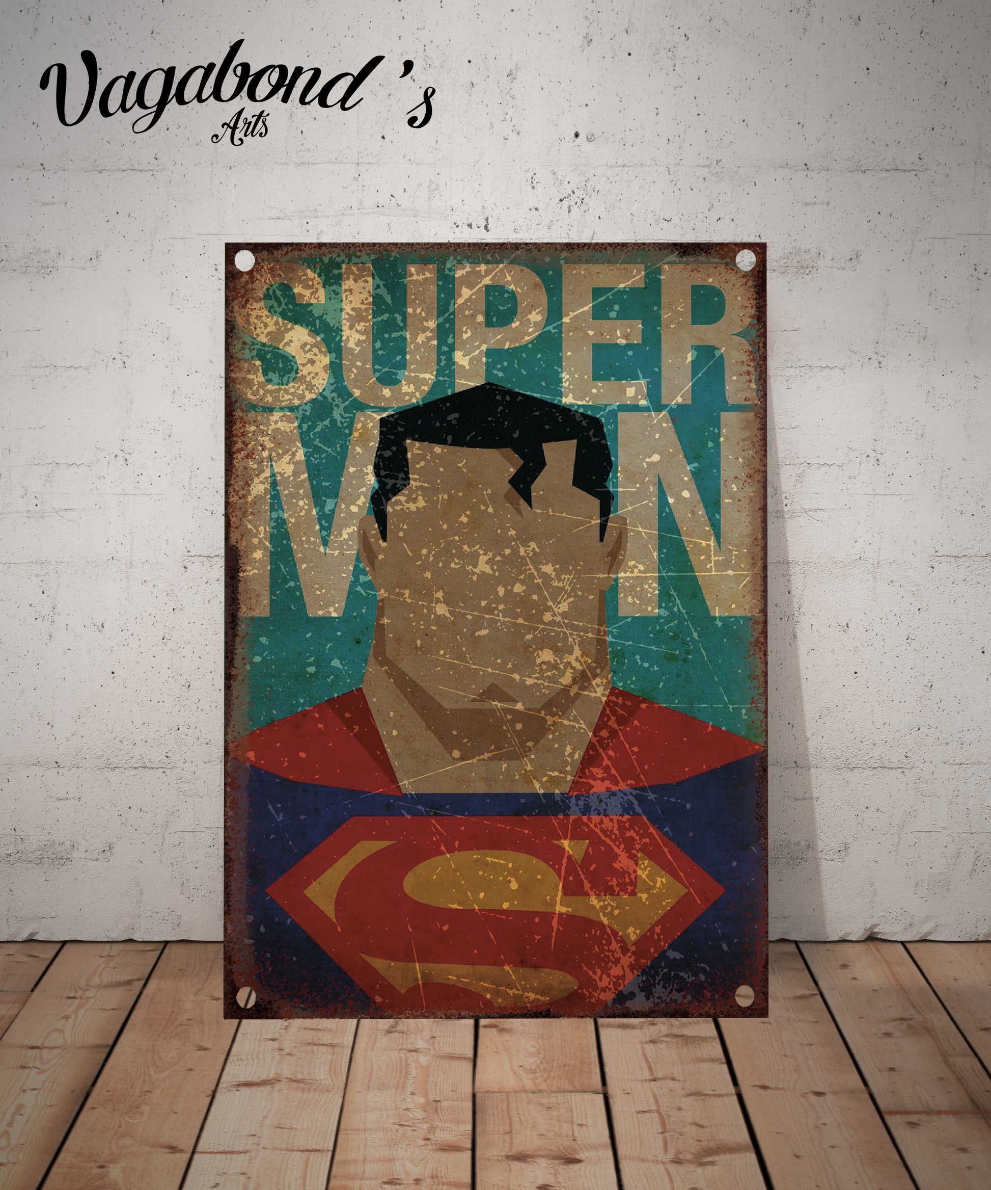 Vintage Superman Metal Sign - Vagabonds Arts 