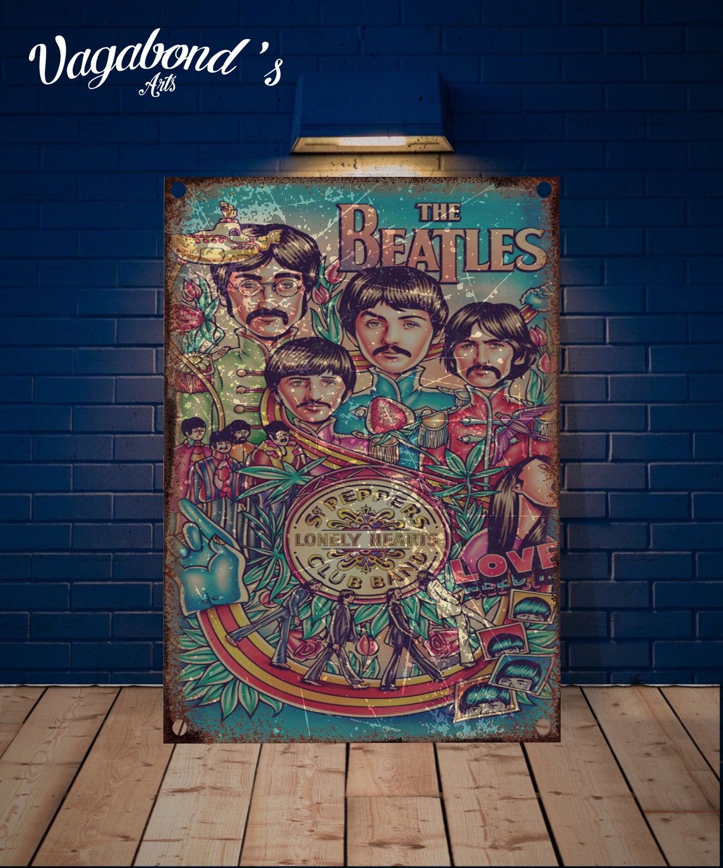 Vintage The Beatles Metal Sign - Vagabonds Arts 
