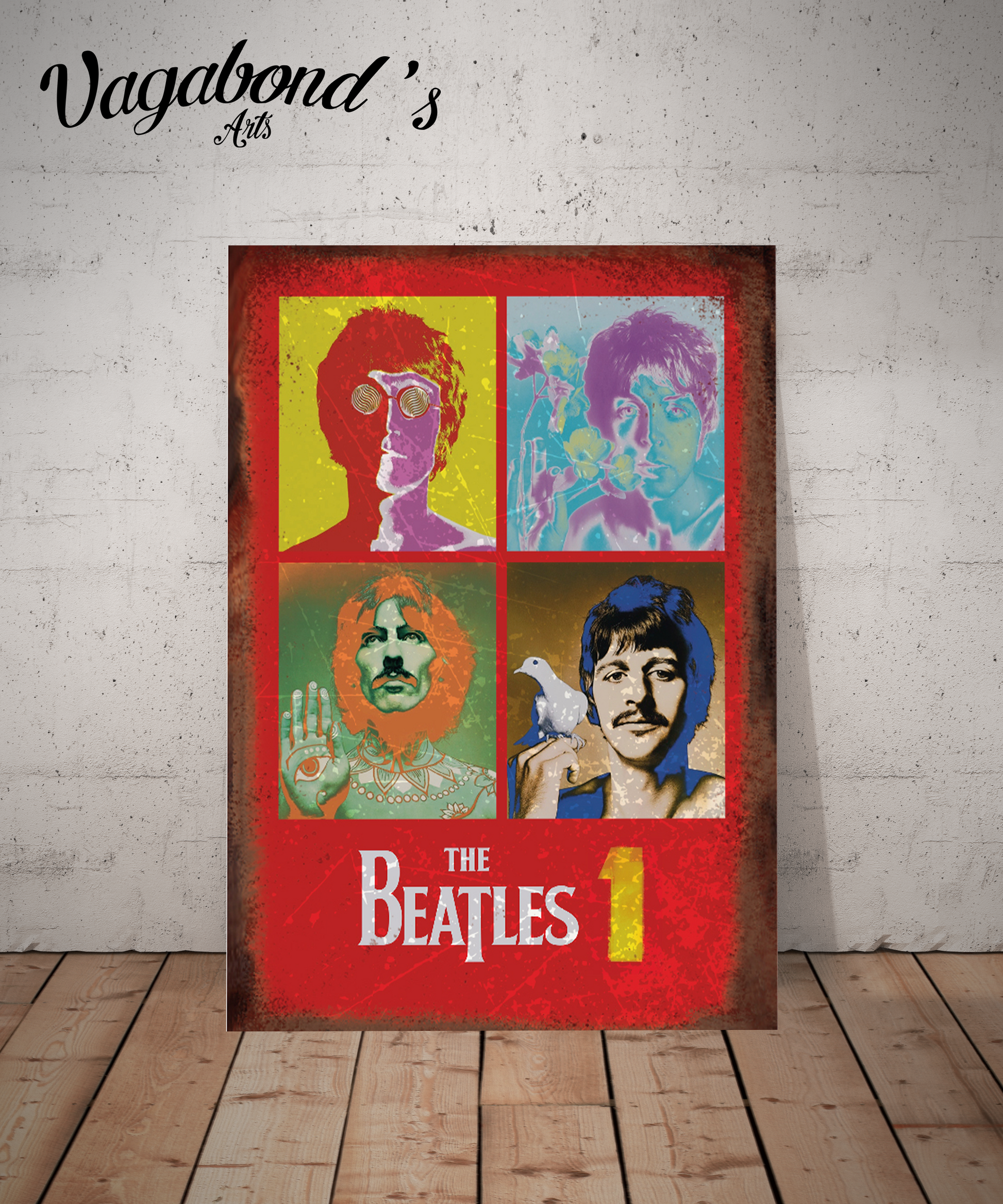 Vintage The Beatles Metal Sign - Vagabonds Arts 