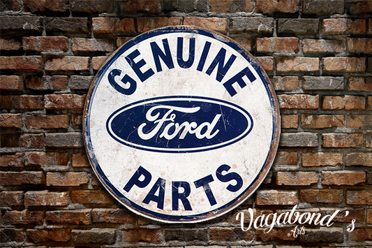 Vintage Genuine Ford Parts Circular Sign - Vagabonds Arts 