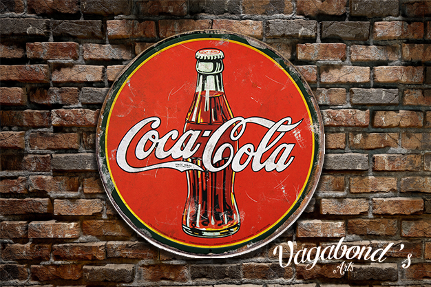Vintage Coca Cola Circular Sign - Vagabonds Arts 
