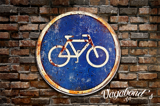 Vintage Bicycle Circular Sign - Vagabonds Arts 