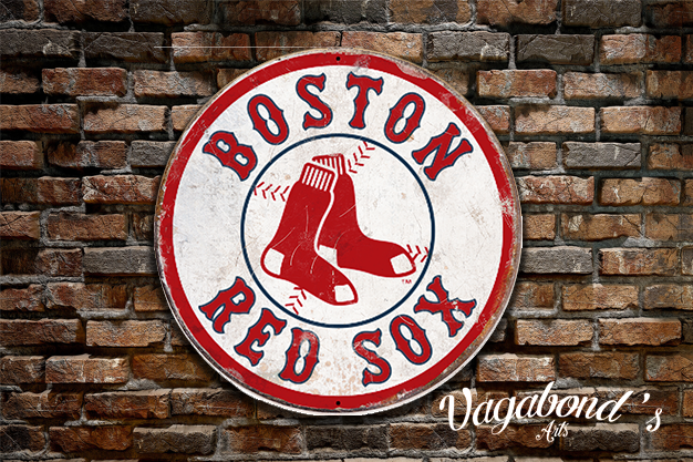 Vintage Boston Red Sox Circular Sign - Vagabonds Arts 