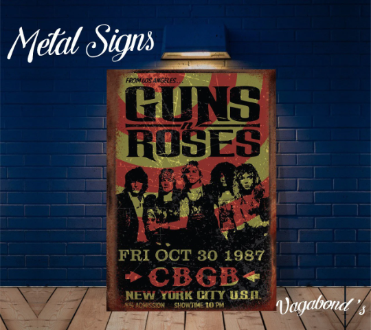 Vintage Guns N' Roses Metal Sign - Vagabonds Arts 