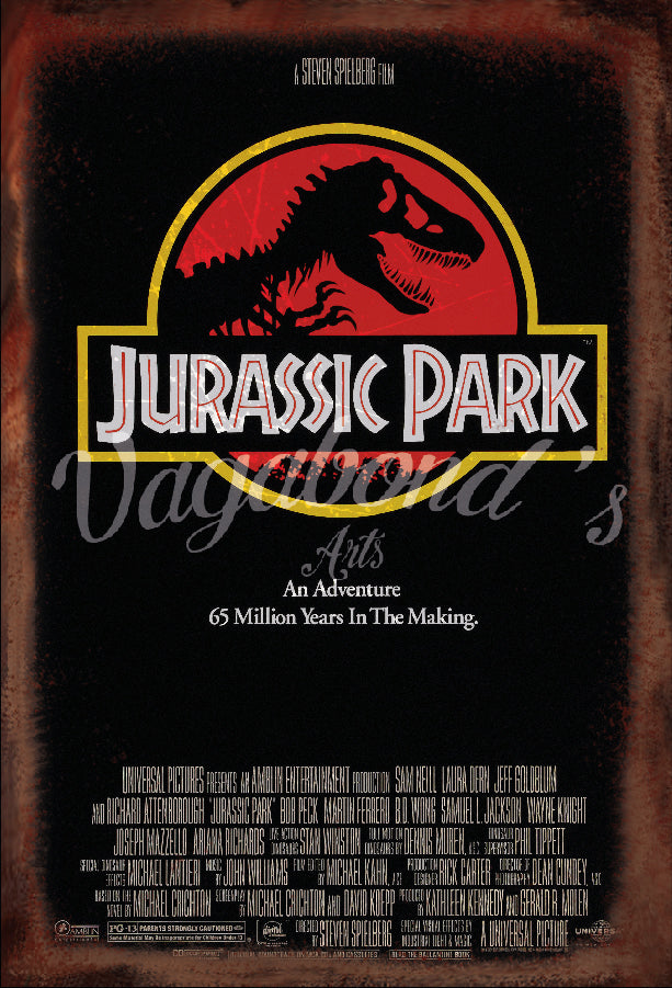 Vintage Jurassic Park Metal Sign - Vagabonds Arts 