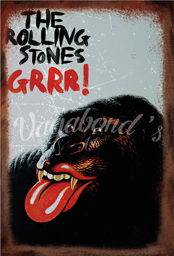Vintage The Rolling Stones Metal Sign - Vagabonds Arts 
